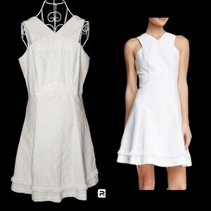 Shoshanna Junelle Fringe Detail Dress in White Size 8